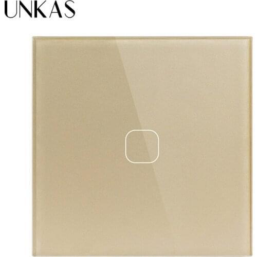 UNKAS Manufacturers 220v-250V for lamp EU Standard Wall Touch Switch 1 Gang 1 Way waterproof Wall Light led touch switch