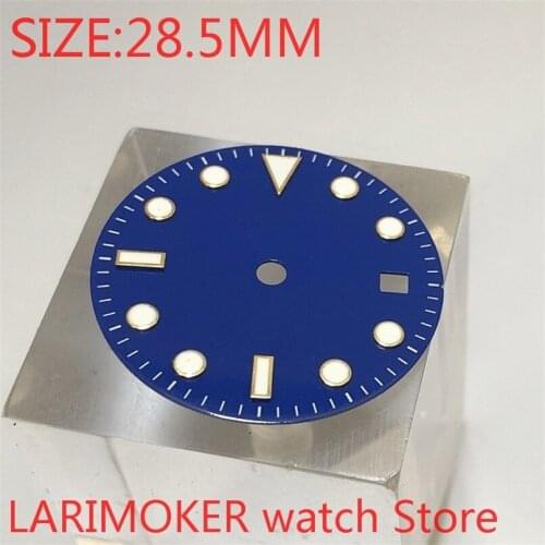 NO bliger LOGO 28.5mm premium luminous blue dial suitable for Miyota-DG-2813-3804 NH35 NH36 ETA2836-2824 automatic movement