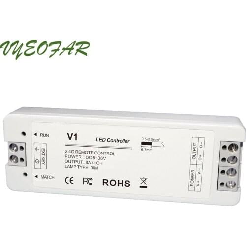 New Led Dimmer RGB Controller 12V RF Wireless Receiver V1 V2 V3 V4 V5 for Single Color CCT RGB RGBW RGBCCT Strip Controller