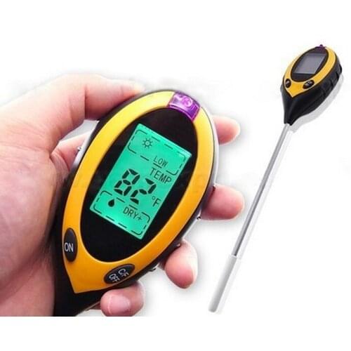 Professional 4 In1 LCD Digital Temperature Sunlight Moisture PH Meter Garden Soil Tester with Backlight Free Shipping 12002339