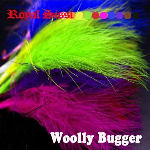 Royal Sissi 100pcs 10 Colors asssorted Turkey Marabou Blood Feathers fly tying woolly bugger dyed feather materials bonefish fly