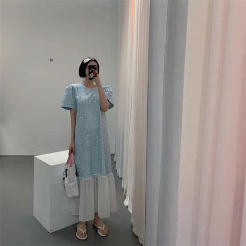 Chic age-reducing stitching slimming mid-length dress