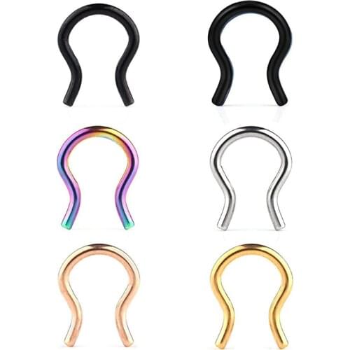 316L Surgical Steel U-Shaped & Staple Nose Septum Hanger Retainer Nose Ring 16g