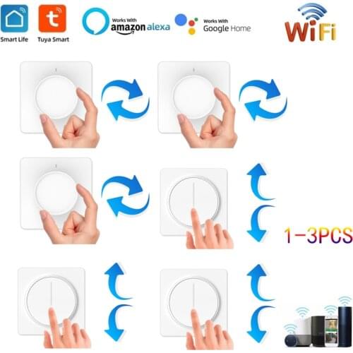 Tuya WiFi Smart Rotary/Touch Dimmer Light Switch EU Touch Dimming Panel Wall Switch Voice Control Works With Alexa Google Home