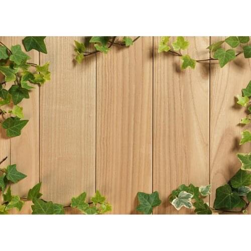 Green Leaves Wooden Board Photo Backdrop Vinyl Cloth Studio Backgrounds Photography Props for Child Baby Toy Portrait Photophone