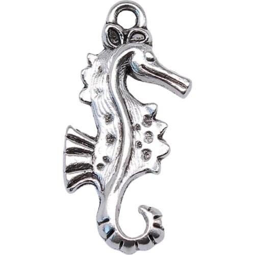 WYSIWYG 10pcs 28x13mm 2 Colors Antique Bronze Sea Horse Pendant Seahorse Pendants Charm Hippocampus Pendants