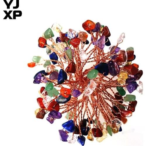 YJXP Fashion Reiki Healing Natural 7 Chakra Lucky Money Stone Energy Tree Figurine Home Decor Ornaments Feng Shui Decor 1 Pcs