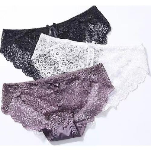Womens Sexy Transparent New Lace Traceless Briefs, Fashionable Pure Cotton, Comfortable And Breathable Low Waist Girl Underwear
