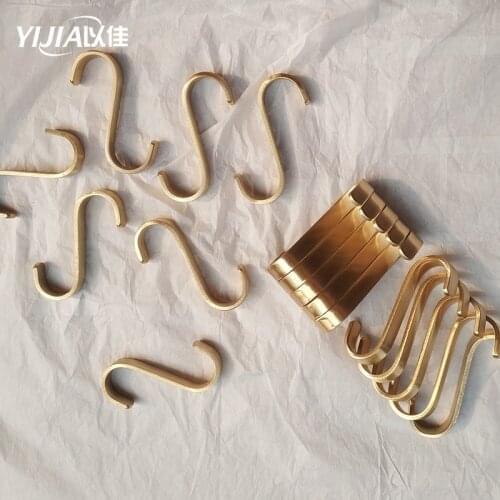 Golden Brushed Brass S-shaped hook multifunctional rack hanging rod hook kitchen universal S hook