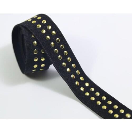 1 inch elastic with gold rubber point 25mm 3 meters diy elastic band fashinal accessories black stretchy for skirt belt