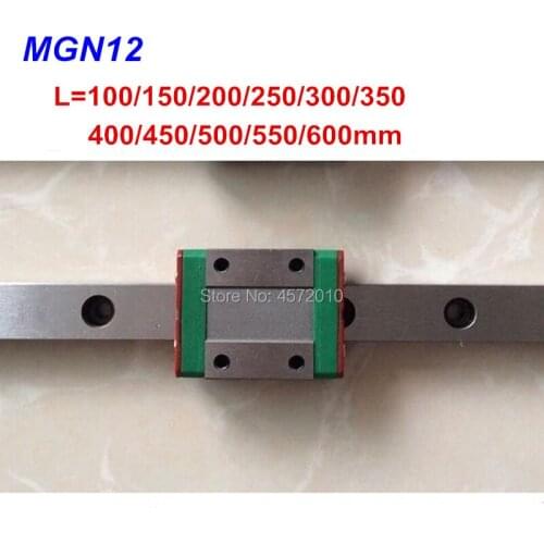 12mm mini Linear Guide MGN12 100 150 200 250 300 350 400 450 500 550 600mm + MGN12C or MGN12H block for 3d printer CNC parts