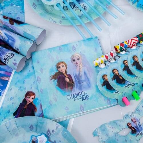 Disney ice snow princess Anna theme tableware childrens party decoration childrens birthday party baby bath party supplies set