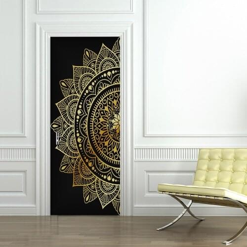 2pcs/set Mandala Style DIY Door Art Mural Sticker Bedroom Living Room Home Decor Wall Stickers Peel & Stick Removable Wallpaper