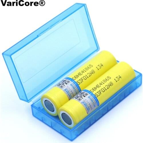 2PCS VariCore For HE4 2500mAh Li-lon Battery 18650 3.7V Power Rechargeable batteries 20A discharge + Storage box