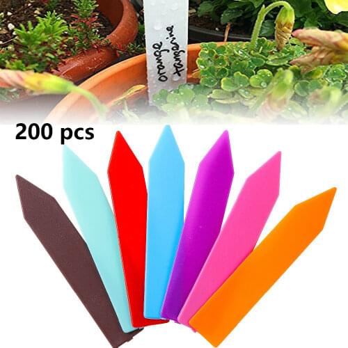 200Pcs Plastic Plant Markers Flower Pots Stake -type Seedling Labels Garden Greenhouse Orchard Seedling Name Mark Tools 18x99mm