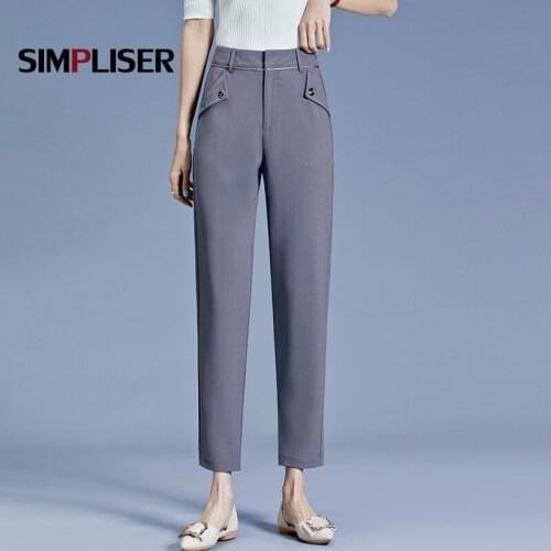 High Quality Female Suit Pants Office Work Wear Trousers 2021 New Ladies Harem Pants High Waist Femme Pantalon OL Style