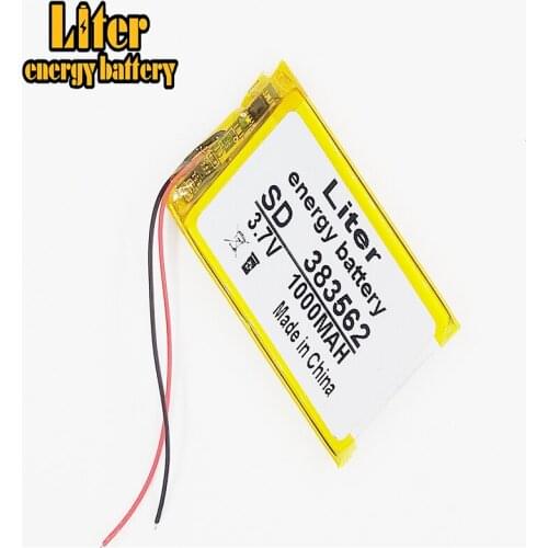 3.7V 1000mAh 383562 Lithium Polymer Li-Po li ion Rechargeable Battery cells For Mp3 MP4 MP5 GPS mobile bluetooth
