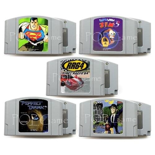 64 bit USA Version Video Game Cartridge Super Man Earth Worm Jim 3 Perfect Dark Blues Brothers RR64 English Language