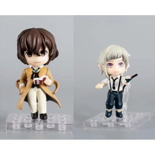 9cm 2pcs/Set Anime Q Version Stray Dogs Dazai Osamu Nakahara Chuya Atsushi Nakajima PVC Action Figure Collectible Model Toys NEW