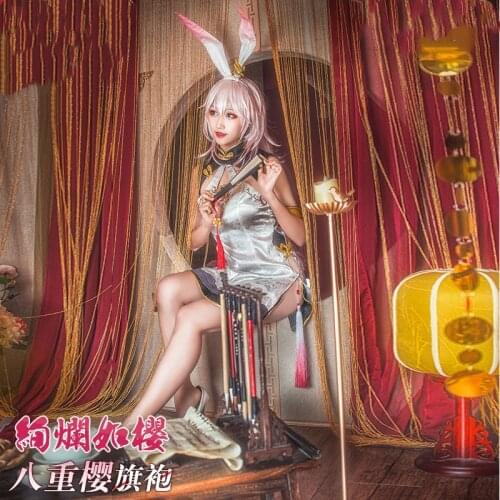 Anime Honkai Impact 3 Yae Sakura Ancient China Cheongsam Sexy Dress Uniform Cosplay Costume Women Halloween Free Shipping 2019
