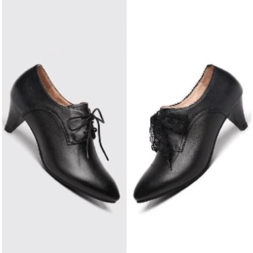 Spring and autumn basic ladies single shoes classic black lace mature sexy professional wear office womens shoes zapatos U22-56