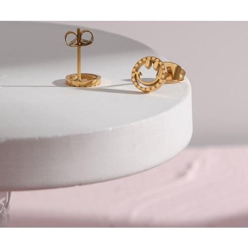 Trendy Smile Round Face Thin O Chain Necklace Bracelets Earrings For Women Girls Stainless Steel Party Jewelry Elegant