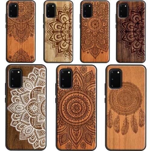 Mandala Floral Wood For Samsung S20 Ultra S8 S9 S10 Plus Case For Galaxy Note 20 Ultra Note 10 Plus 9 Coque