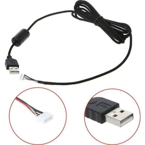 Black Mouse Mice USB Nylon Braided Cable Line Wire 2.2m/ 86.61" Lenth For Logitech G500 G500S Replacement Accessories
