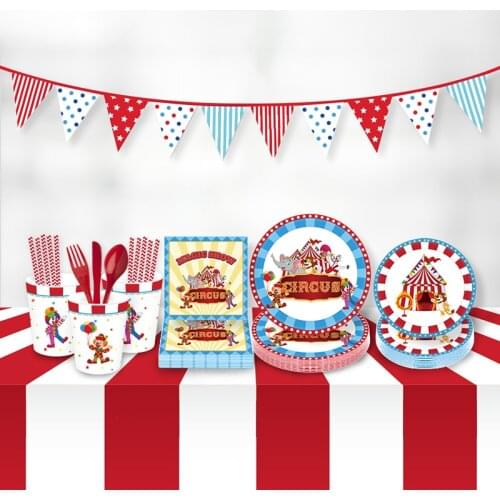 Circus Theme Disposable Party Tableware Set Kids Birthday Baby Shower Cup Plate Napkin Wedding Carnival Party Decor Supplies
