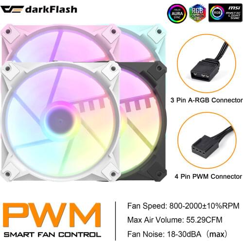 DarkFlash CX6 Computer Case Fan 4pin PWM Tuning Fan 3pin 5v ARGB 120mm Addressable RGB ARGB Cooling Fans For Computer Case
