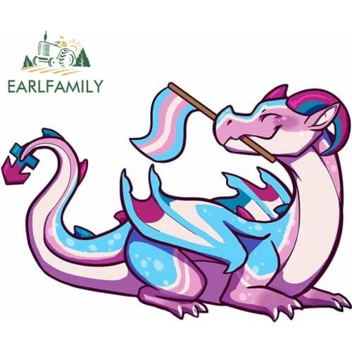 EARLFAMILY 13cm x 9.2cm for Transgender Pride Flag Dragon Funny Car Stickers Cartoon Motorcycle Decal Bumper Car Door Protector