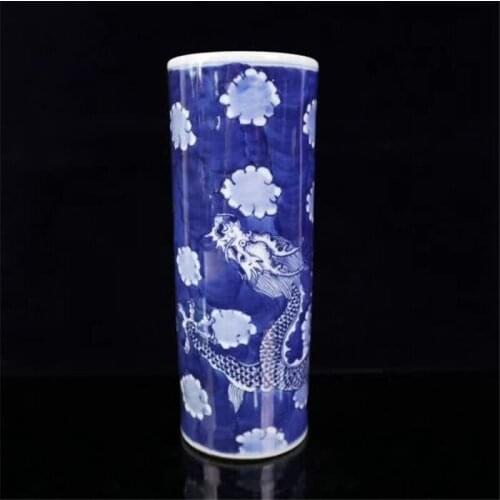 Jingdezhen Porcelain Blue And White Porcelain Zodiac Dragon Painting Round Pen Container Office Study Decoration Gift