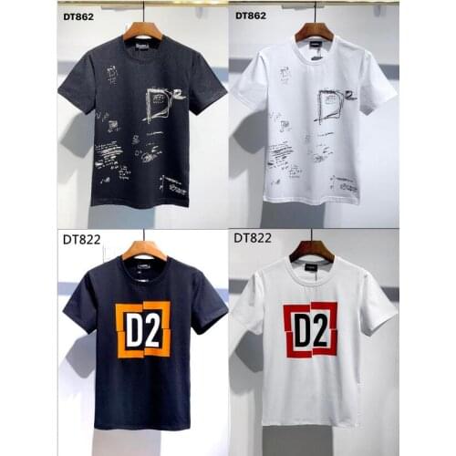 Men Women O Neck Short Sleeve T Shirt Locomotive Letter Print Cotton Casual T-shirt Dsquared2 Street Hip-Hop Summer New