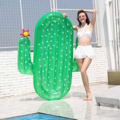 Inflatable Giant Pool Float Mattress Toys Cactus Beach Swimming Ring Plant Floatie Air Mattress Foldable Floating Water Hammock