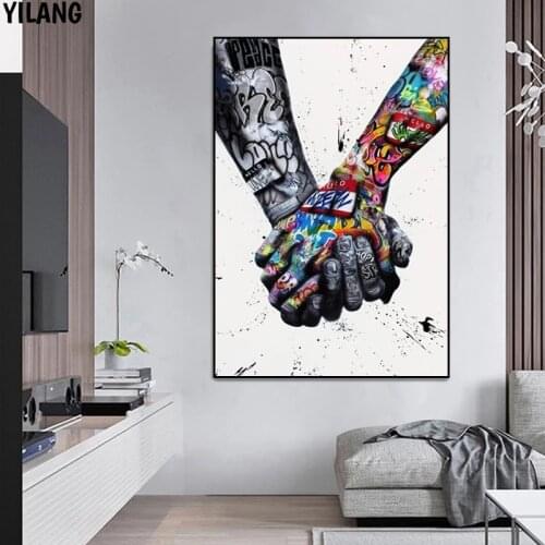 Street Graffiti Art Canvas Painting Lover Hands Art Wall Posters And Prints Inspiration Wall Picture For Living Room Decor