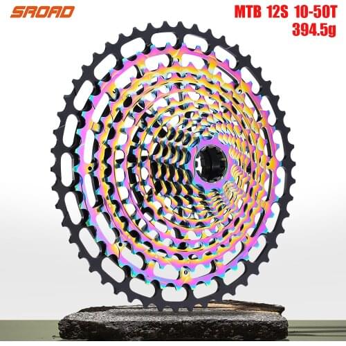 SROAD 12s 10-50T Cassette And Chain Bicycle Cassete 12v Bike Freeewheel fits SRAM XD Super Light Rainbow Cassette k7 12v 396g