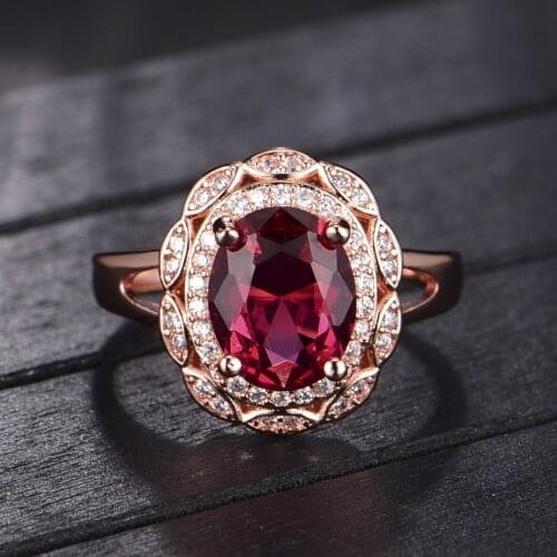 Classic Simple Oval Crystal Ring Trendy Elegant Lady Opening Adjustable Rose Plated Gold Ring Charm Women Cocktail Party Jewelry