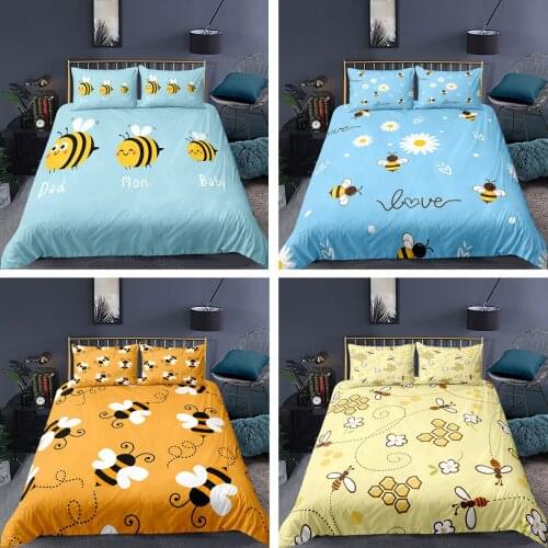 Cartoon Bee Bedding Set 2/3Pcs Duvet Cover & Pillowcase(s) 3D Printed Quilt Cover Home Textile Gift