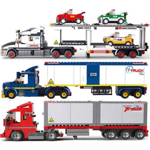 Sluban City Series Truck Station Bus Racing Car Building Blocks Double Van Freight Assemble Bricks Great Vehicle Boy Toy