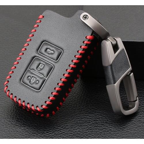 3 Button Leather Key Fob Shell Cover Case For Toyota Camry Corolla Avalon Rav4 Land Cruiser Car Remote Key Holder Protector