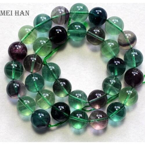 Meihan Free shipping (34 psc/strand) natural 12mm A+ colorful Fluorite smooth round loose beads for jewelry DIY making