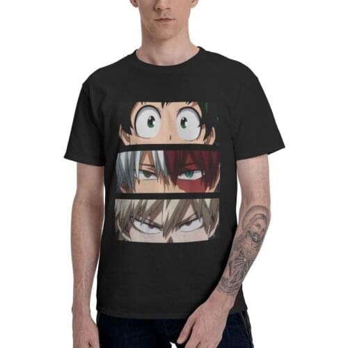 MHA Deku Todoroki And Bakugo Eye Manga T-shirt Men T Shirt Short Sleeve 100% Cotton Harajuku Manga My Hero Academia Tshirt Tee