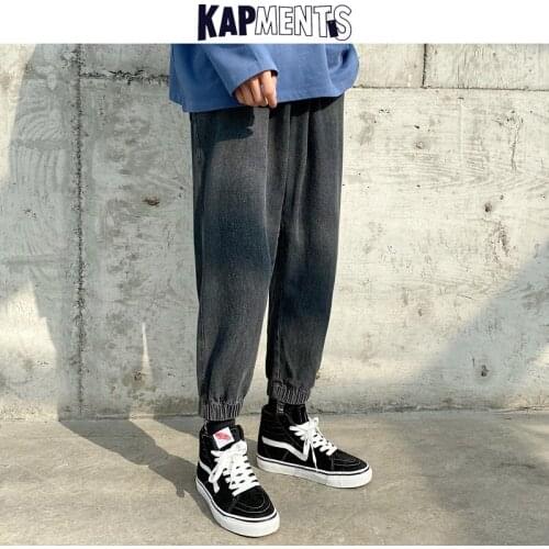 KAPMENTS Men Korean Fashions Skinny Jeans Pants 2020 Vintage Mens Streetwear Kpop Baggy Denim Jeans Male Straight Black Trousers