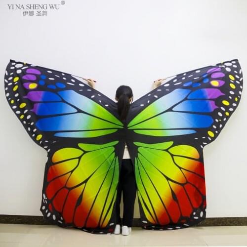 Soft Fabric Butterfly Wings Shawl Fairy Ladies Nymph Pixie Costume Accessory Kids Women Performance Wings Blue Orange