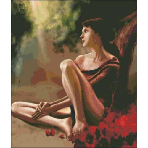 Girl Beautiful Woman Meet Fashion Sewing Kit Embroidery Needlework 14CT Unprinted Cross Stitch Kits DIY Handmade HomeDecor