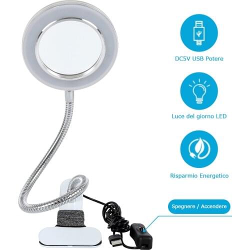 Table Lamp With Eight times Magnifying Glass Leds USB Eye Protection Learning Multi-Function Clip-on Desk Lamp Night Light