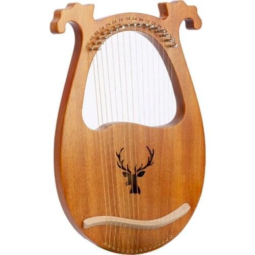 New Mahogany Wood Harp 16 String 16 Tone Harp Portable Lyre Musical Instrument Gift for Kids and Frends