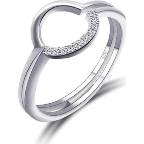 Bohemia Simple genuine 925 sterling silver ring for women.fashion simple O-shaped tiny zircon ladies ring holiday gifts