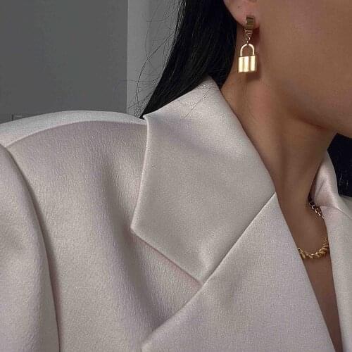 On Sale Red Color 14k Gold Filled Charms Lock Gold Plated Jewelry Hoops Huggies Hoop Earrings For Women