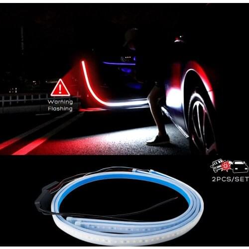2PCS 2020 Car Door Opening Warning Light Welcome Lights Strip LED Strobe Flashing Anti Rear End Collision Safety Lamps red white